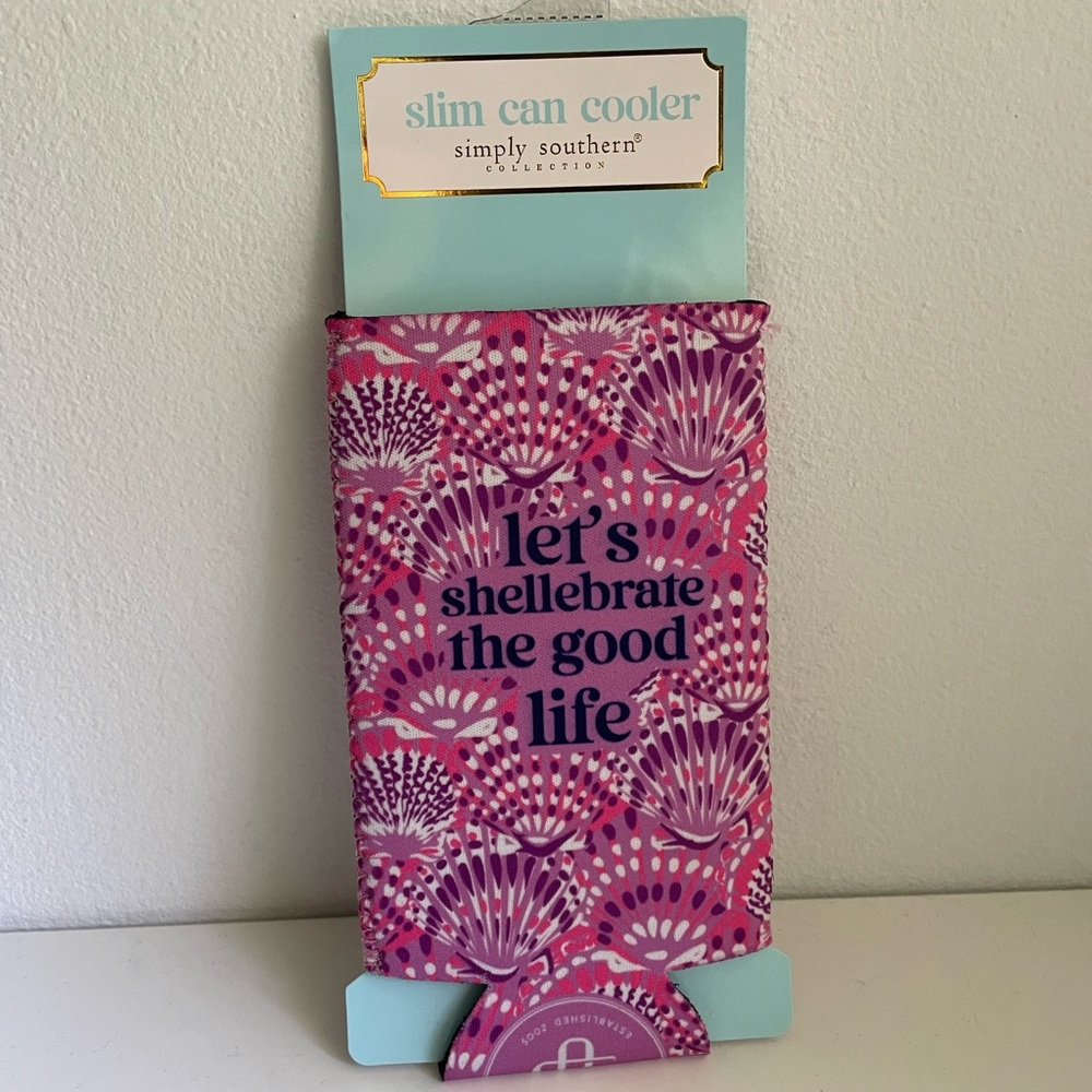NWT Simply Southern Collection Slim Can Cooler let’s shellabrate the good life